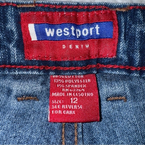 Westport Women's Blue Jeans Size 12 High-Rise Wide Leg Stretch Denim Med Wash - Picture 4 of 5